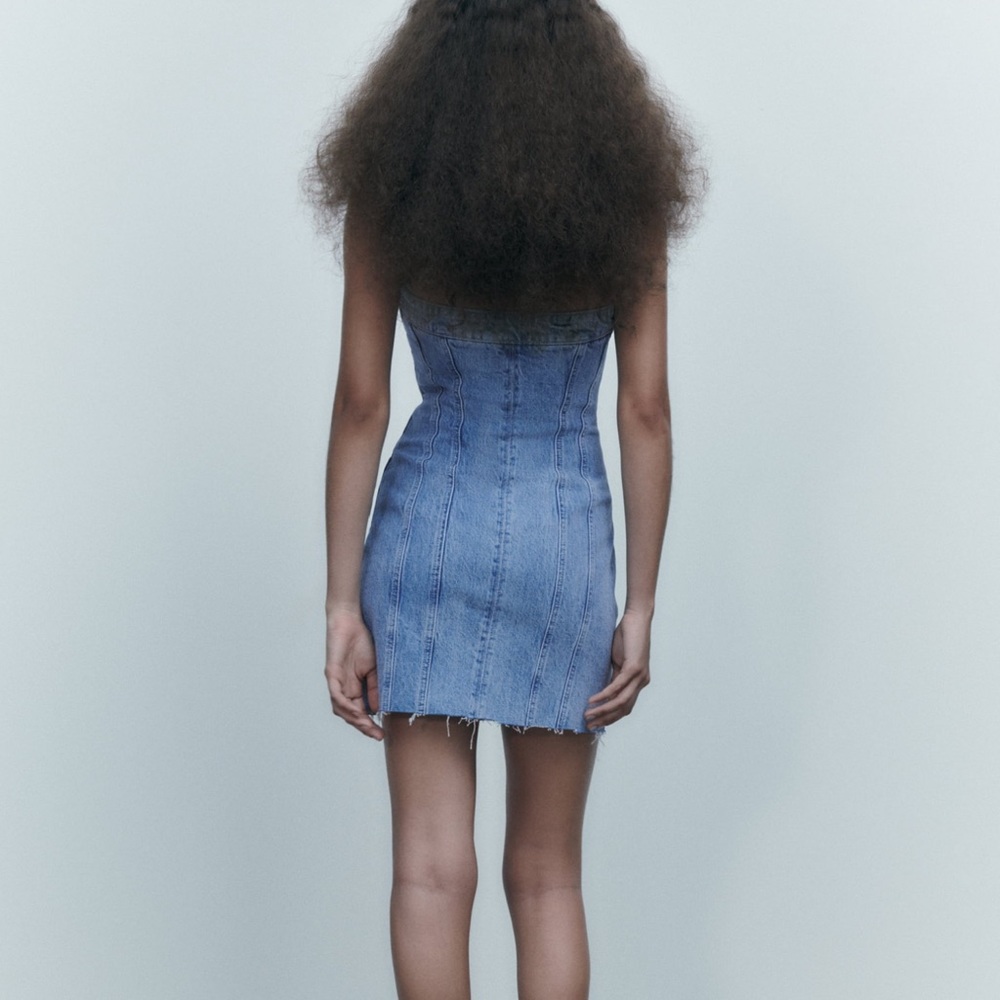 Zara DENIM BANDEAU DRESS - Picture 8 of 16